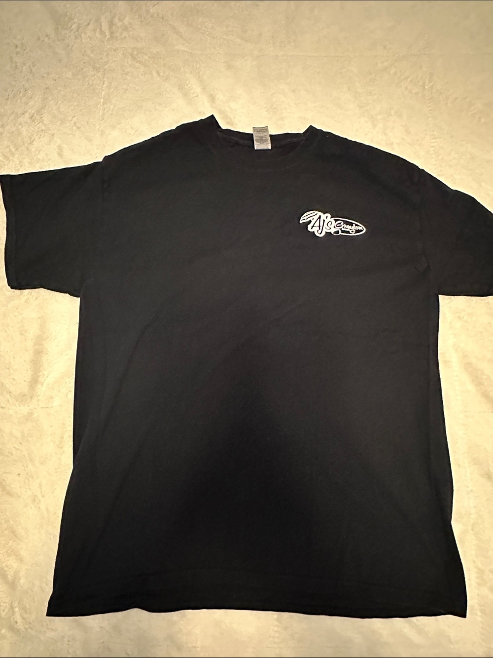Gildan AJ’s Garage Graphic Tee Shirt with Logo on Front/Back